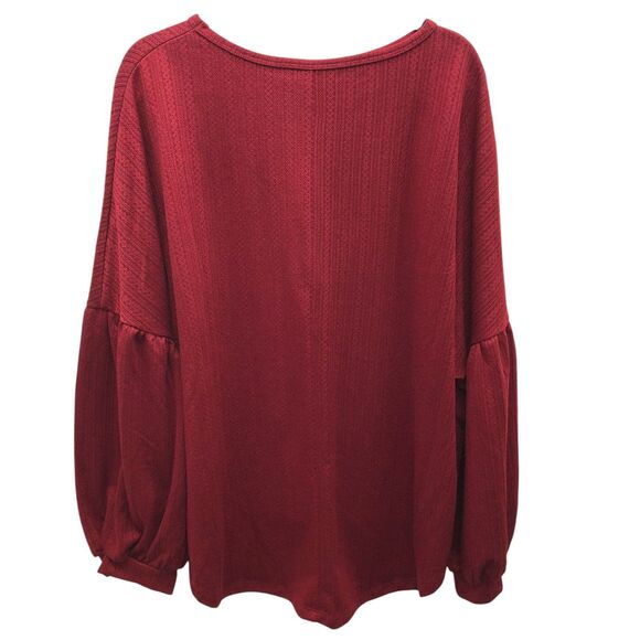 Oversized Pullover Sweater Womens 2XL Textured Balloon Sleeve Boho Top Cozy Knit - Picture 4 of 5